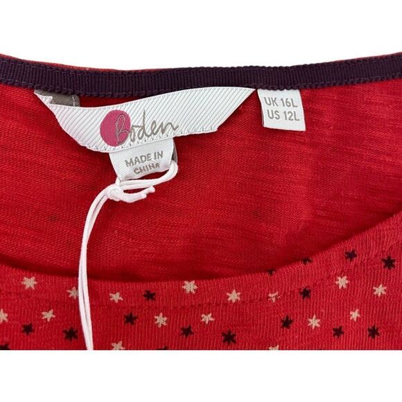 Boden Womens Odelia Dress UK 16L US 12L Red Geometric Stars Midi Patriotic NWT - Picture 3 of 13